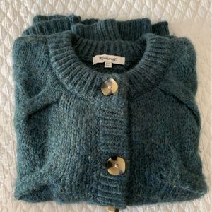 Madewell Cable Ashmont Cardigan Sweater Heather Mineral Blue XXS